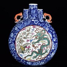 乾隆時期青花瓷瓶龍風紋三管扁瓶瓷器收藏品古董瓶HYX13495 | Yahoo拍賣