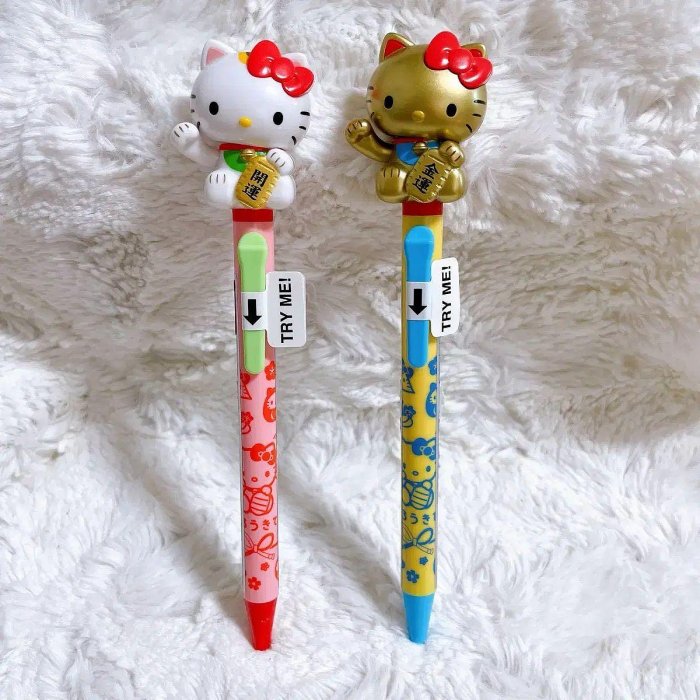 ＊日式雜貨館＊日本限定 三麗鷗 Hello kitty 搖擺原子筆 開運 招財 原子筆 KITTY搖擺公仔原子筆 金色 白色 黑色 限量發行