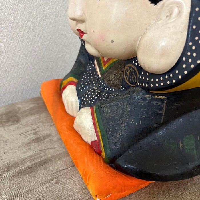 時代福助人形縁起手繪招福置物珍品〈檢招き貓こけし七福神常滑燒