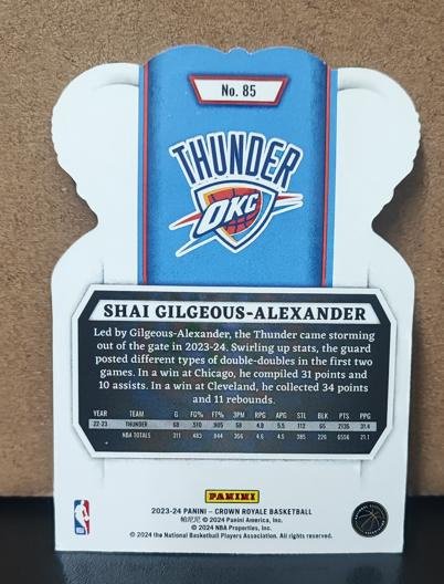 Sga Crown Rookie 2023-24 Crown Royale Shai Gilgeous-Alexander(SGA) 碎冰亮~雷霆隊一哥~奧運加拿大隊主力 ...