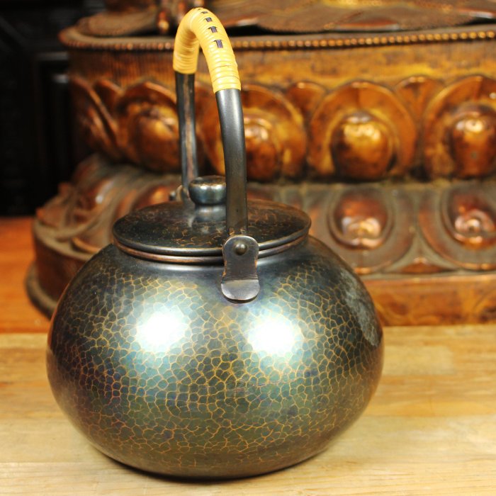 島倉堂の鎚起銅器 - M1378 芳燕堂 鎚起銅器 茶筒 煎茶道具