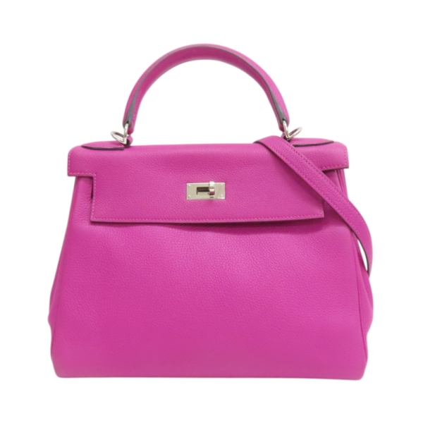 HERMES 愛馬仕 玉蘭粉 TOGO牛皮 Kelly 28 A刻 銀釦 兩用包 【二手名牌BRAND OFF】