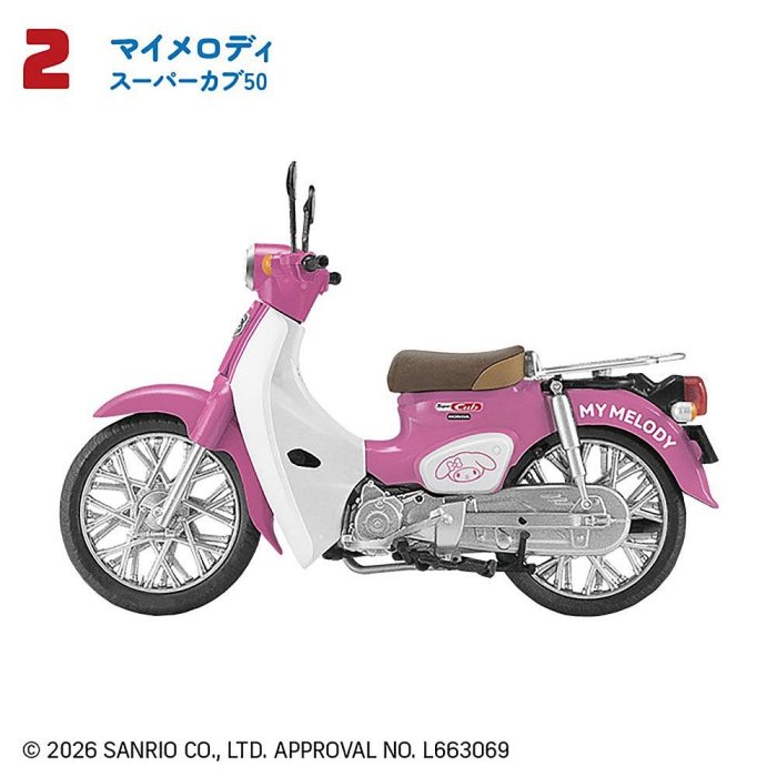 ＊日式雜貨館＊日本正版 日本限定販售 Honda Super Cub x 三麗鷗 聯名款機車擺飾 迷你模型機車套組 10款 三麗鷗聯名收藏擺飾