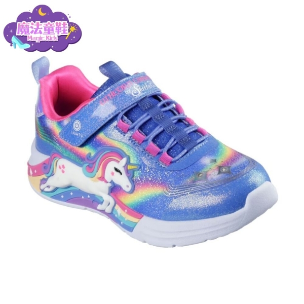 魔法童鞋｜SKECHERS 燈鞋 S Lights-Unicorn Chaser 大童 獨角獸 閃燈 發光 休閒鞋 302298LBLMT