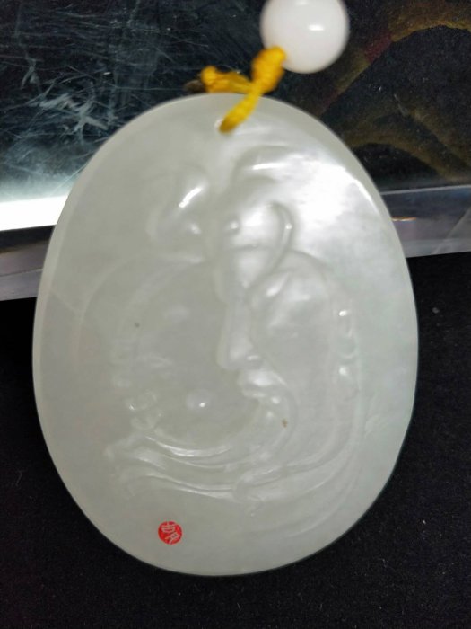 頂天- 和闐白玉雕-關公 款:古月-玉雕大師胡錫濤作品 附鑑定證書