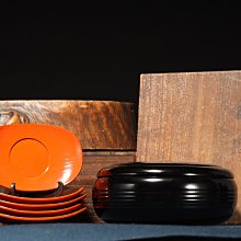 10/21結標竹蒔繪食籠輪島塗朱漆小判茶托火鉢BDJ0237 -漆碗漆盤漆盒茶箱