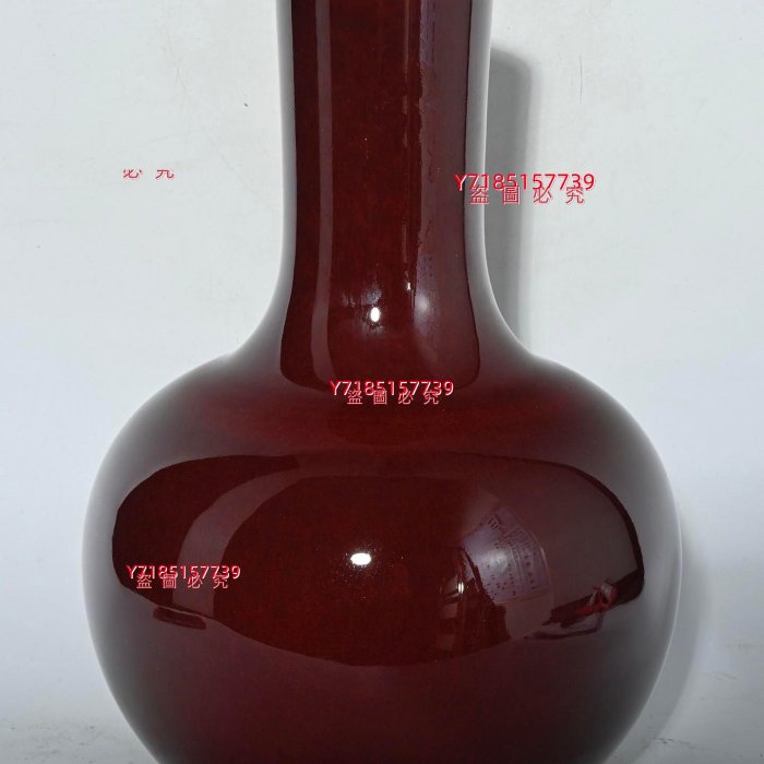 2清康熙年制郎窯紅天球瓶，高32×20厘米??4385A01584 【錦繡古玩