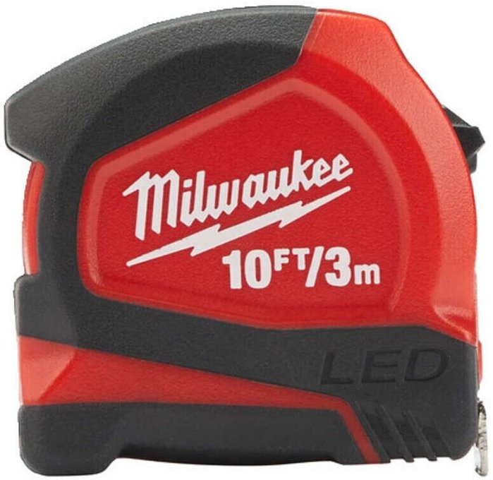 Milwaukee48226602米沃奇公英制 10FT 3米 LED 電光卷尺 電光卷尺，尾部帶磁，便于 ，3米-【米沃奇高端工具】