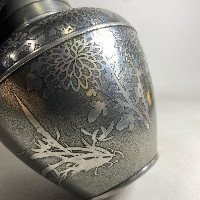 古玩輕鬆拍】老日本昭和年紀念時代煎茶道具名工匠乾茂號造落款四君子紋