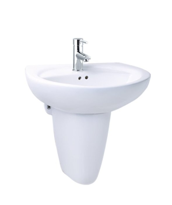 DIY水電材料 凱撒牌 L2220 洗臉盆+短腳柱/ 單孔*雙孔混合龍頭(此報價不含龍頭)