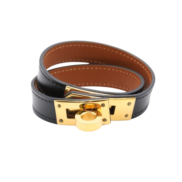 HERMES 愛馬仕 Kelly Double Tour 手環 黑色 Box牛皮 Z刻 金釦 【二手名牌BRAND OFF】