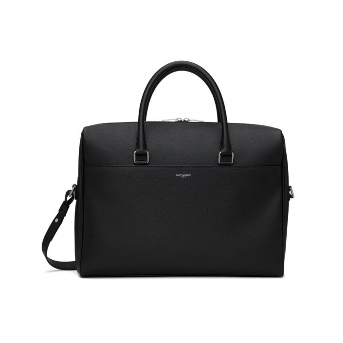 [全新真品代購] SAINT LAURENT 黑色粒面皮革 公事包 / 手提 側揹包 (YSL)