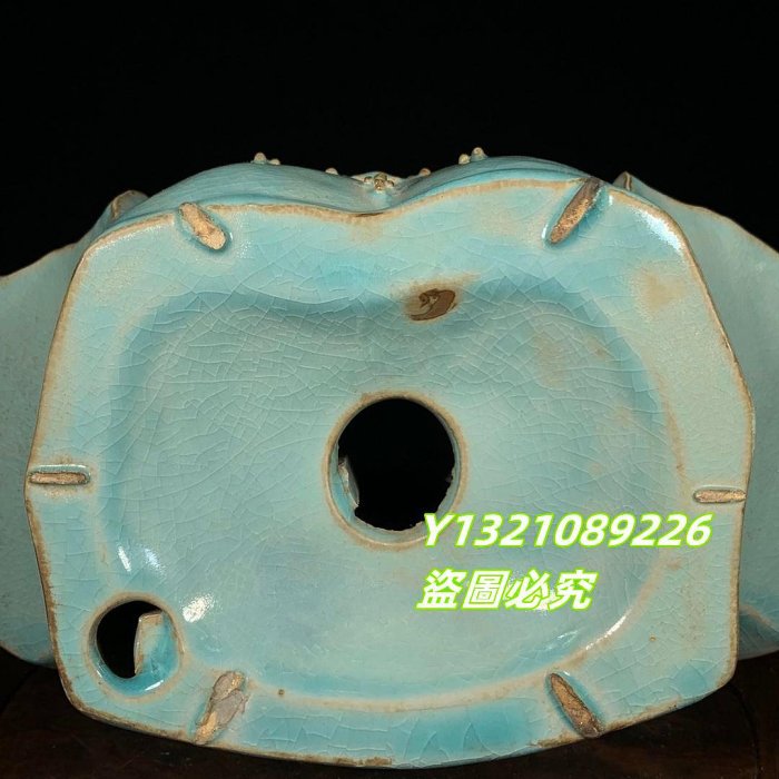 宋時代 汝窯 宋代汝窯開片描金四足洗（6×6.5×11.8cm）120461 瓷器汝窯官窯