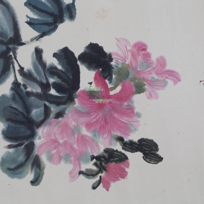 黃賓虹花卉草蟲紙本立軸67*33 出版中國國畫大師黃賓虹黃賓虹（1865年