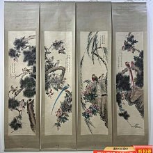 馬家桐】花鳥，純手繪四條屏，單屏裝裱尺寸：245*57.5cm ，畫芯尺寸