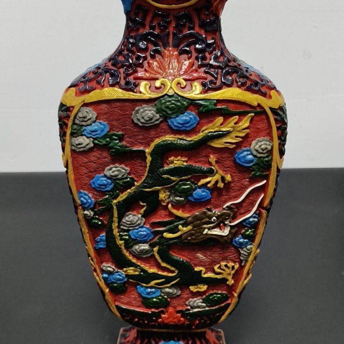 堆朱 花瓶 中国美術 内七宝 堆黒 瓢箪 古玩 瓢箪形 ひょうたん形 唐草