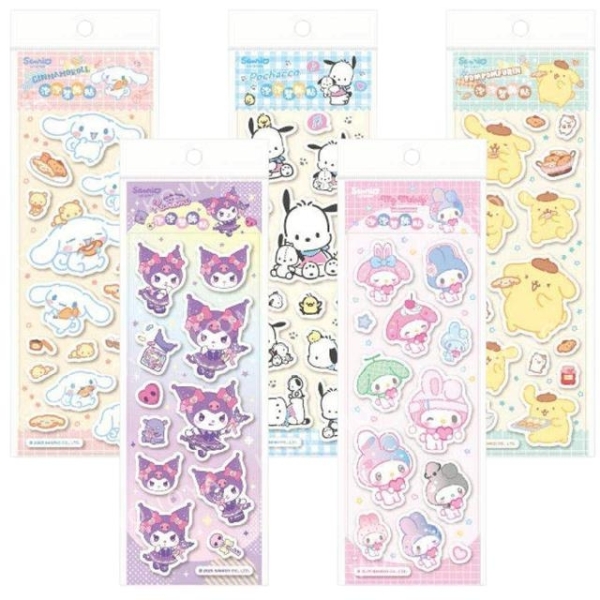 小禮堂 Sanrio 三麗鷗 造型泡泡貼紙組 美樂蒂 帕恰狗 布丁狗 大耳狗 酷洛米