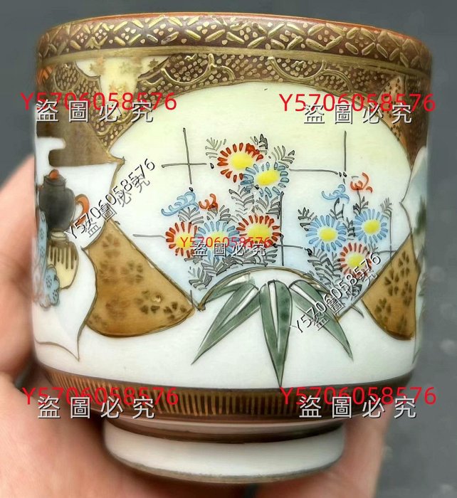 九谷燒：茶杯】 【規格】：口（6.1cm*高6.3cm） 【描述】： 日本明治