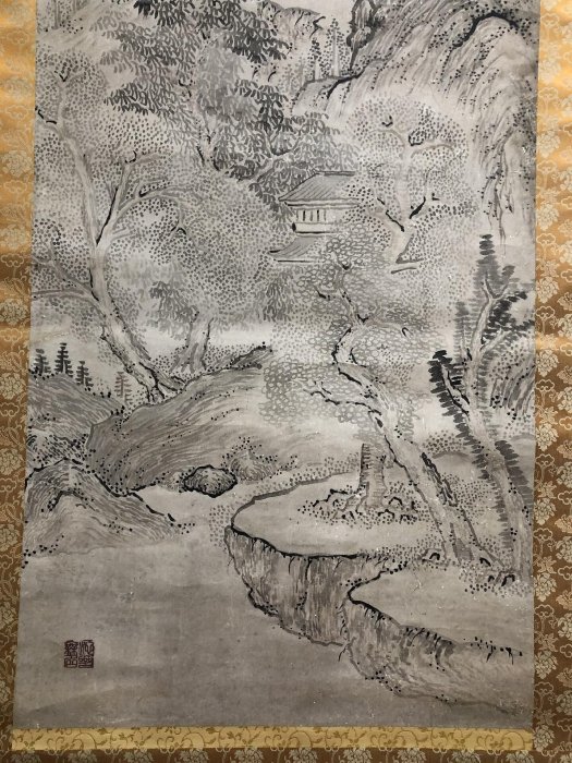 日本回流日本著名畫家池大雅（池無名）《 水墨山水》 紙本立軸大尺幅類