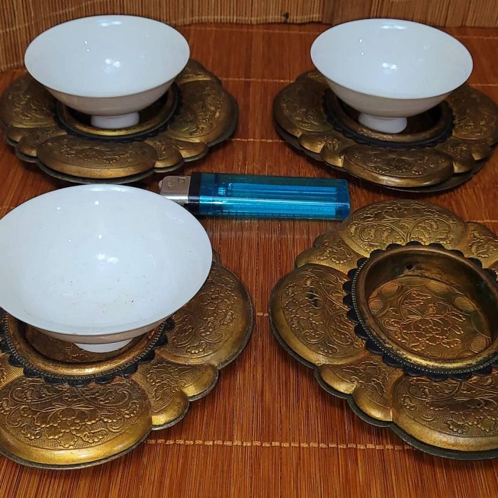 六合堂@@@日本百年皇城古董等級銅鎏金手鎚花引手～参考年代：明治年