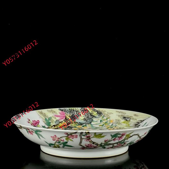 清雍正御制粉彩鴛鴦花卉紋對盤。高4.5*21.3。DJ96@@5829630古玩收藏