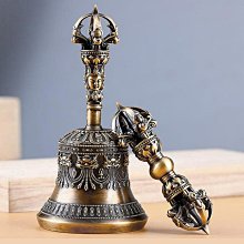 黃銅五股杵金剛鈴密宗法器黃銅金剛杵擺件復古降魔杵大號銅鈴把件