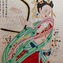 舊藏字畫【張大千款的純手繪人物】飛天仕女四尺中堂純手繪作品LX274