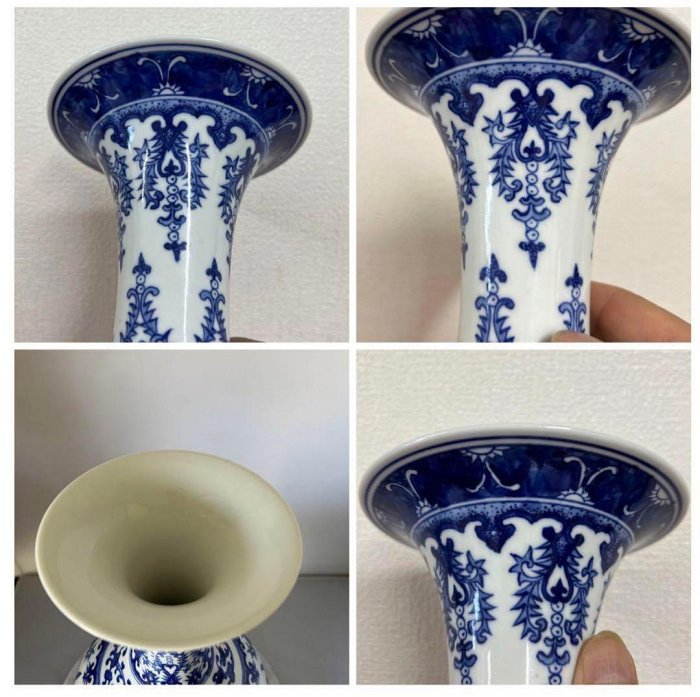 中國古美術清時代乾隆年製青花花卉文青花瓷花瓶y117 | Yahoo拍賣