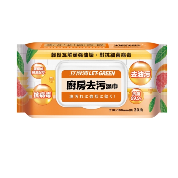 立得清 廚房去污濕巾30抽X6包