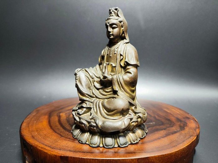 早期純銅神尊老件-觀音#26（古董/銅雕/收藏/銅爐/香爐/銅器/天狗/明朝