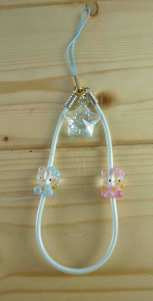 【震撼精品百貨】Hello Kitty 凱蒂貓~手機提帶-螢光藍星