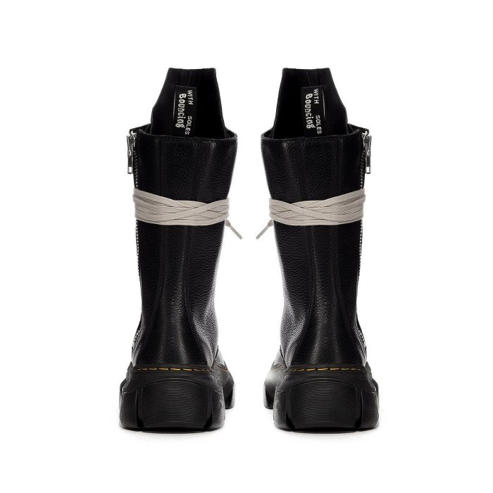 全新真品代購] Rick Owens X Dr. Martens 1918 黑色皮革高筒靴子/ 馬汀