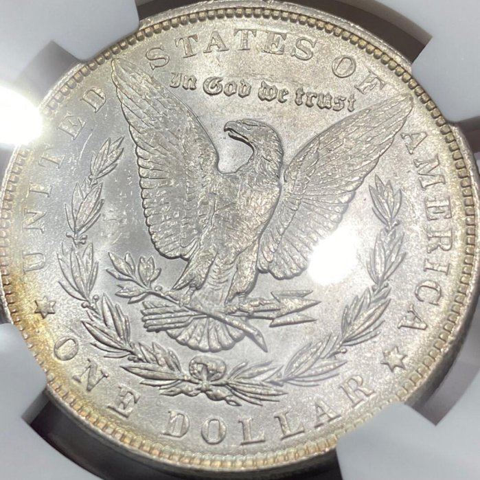 可議價NGC MS63 1888 美國摩根銀幣極美金孔雀五彩的別錯過盒子幣【郵票