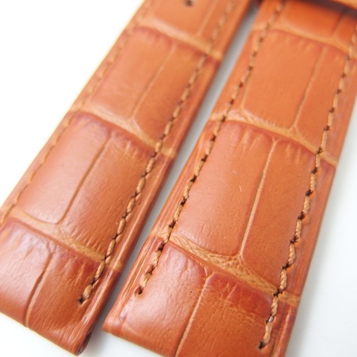 【錶帶家】『嚴選質感如真鱷魚皮』LIMA 義大利20mm及18mm 均收尾16mm 淺咖啡色鱷魚皮紋頂級牛皮錶帶c18