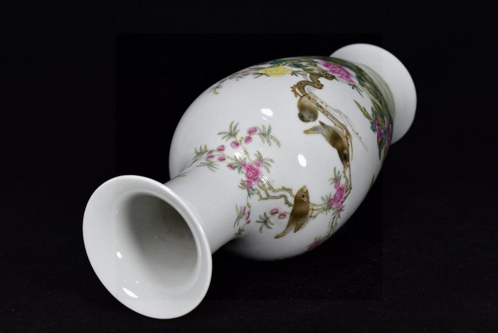 大清乾隆年制粉彩花鳥紋賞瓶700高30厘米直徑13厘米38578古玩收藏擺件