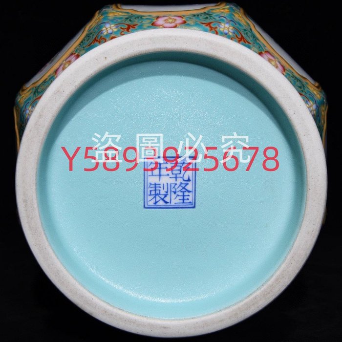 可議價清乾隆琺瑯彩鎏金花鳥紋八方燈籠瓶，高46cm直徑25cm 瓷器古董古