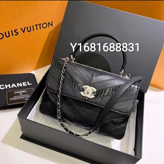 專櫃正品 香奈兒 CHANEL TRENDY CC 限量款 黑色 蛇皮拼皮 銀扣（全新福利品！優惠出清換現金）