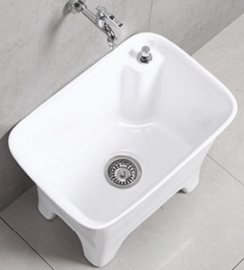 【麗室衛浴】 陽台拖布盆C-297-3 陶瓷拖布盆 嘔吐盆 含自動落水頭 手不用碰觸汙水 product image 3