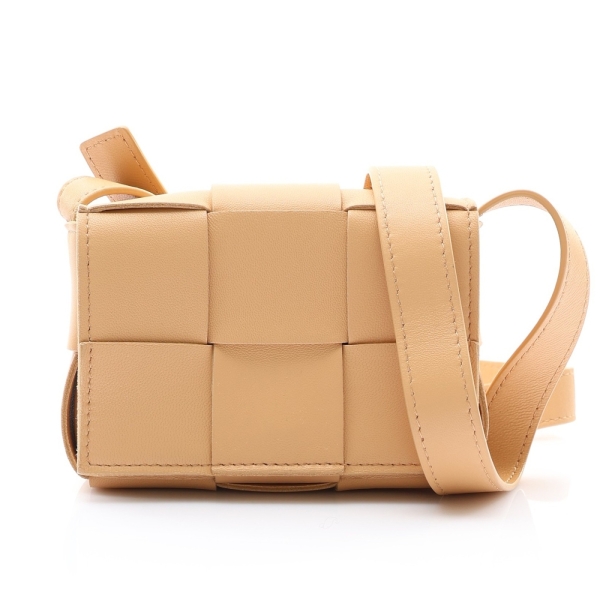 BOTTEGA VENETA BV 寶緹嘉 Candy Cassette 肩背包 淺褐色 編織羊皮 666688 【二手名牌BRAND OFF】