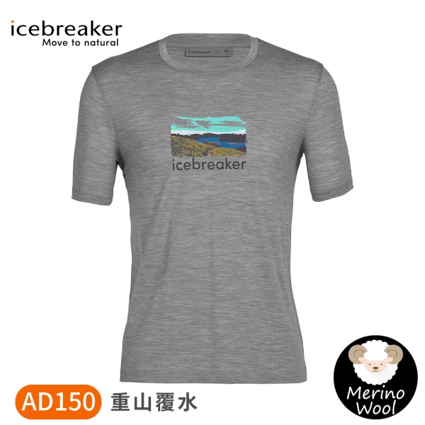 零碼出清【Icebreaker 男 Tech Lite II圓領短袖上衣(重山覆水)AD150《灰》】IB0A56CN/排汗衣