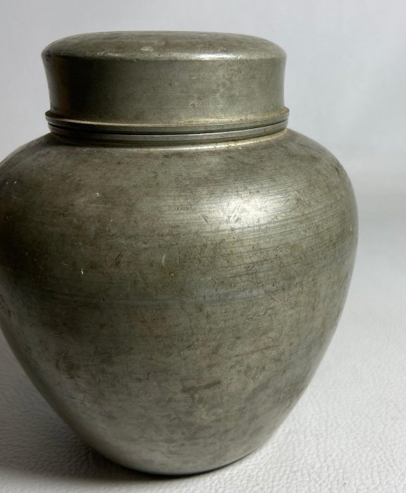 古玩輕鬆拍】老日本時代煎茶道具名工匠乾茂號造落款古錫茶罐/茶心壺