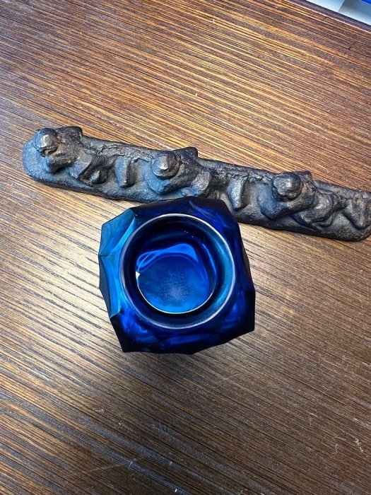古美術 文房具 【乾龍年製】在銘清時代瑠璃水滴 古美術 文房具 【乾龍