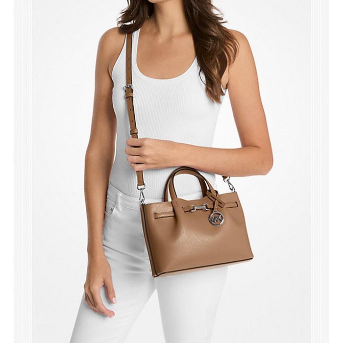 【Michael Kors】專櫃經典款 Carson 荔枝紋防刮皮革斜背/手提兩用包(雙色可選)