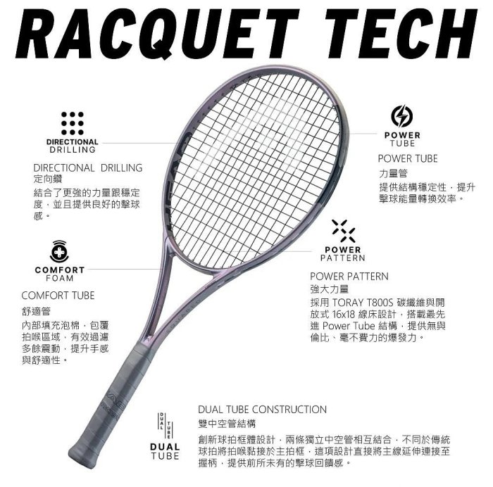 【曼森體育】HEAD SQUARED 網球拍 295g 全新設計 最輕頭更快速 變色烤漆塗裝