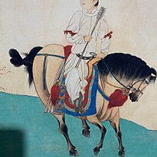 中堂 掛け軸 張大千 騎馬 唐人行猟 人物画 中国画 山水人物 舊藏字畫四尺中堂畫張大千騎馬（唐人行獵圖） 實物拍攝GTyX199 材質