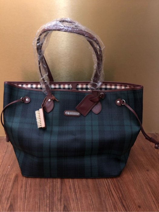 POLO Santa Barbara 全新 經典綠格紋 全新未使用 大托特包