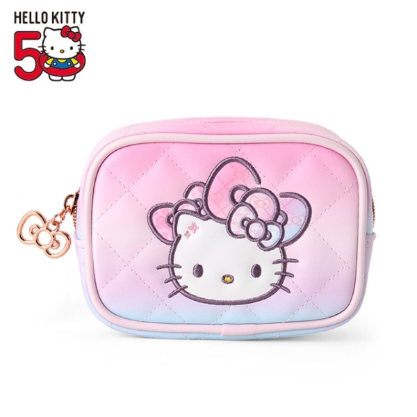 小禮堂 Sanrio 三麗鷗 Hello Kitty 皮質拉鍊收納包 (50週年The Fashionable Ribbons)