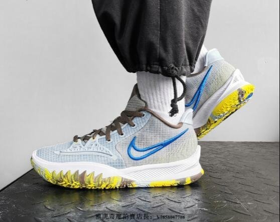 NIKE KYRIE LOW 4 EP XDR 灰藍黃歐文炫彩潮流透氣低筒籃球鞋CZ0105-400