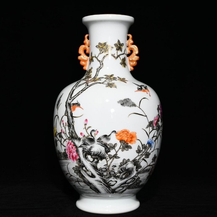 中国美術 粉彩 細密 花鳥紋 蓋物 乾隆年製 金彩 書(K-A384) IF2702◇倣大清乾隆年製 粉彩百鹿文双耳壷 花瓶 中国美術◇h