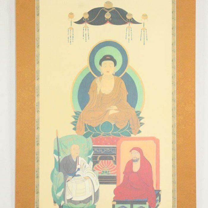 No5518 掛軸　釈迦三尊佛　紙本　紙箱　仏教美術　仏画　古美術　送料無料 No5518掛軸釋迦三尊佛紙本紙箱佛教美術佛畫古美術免| Yahoo拍賣